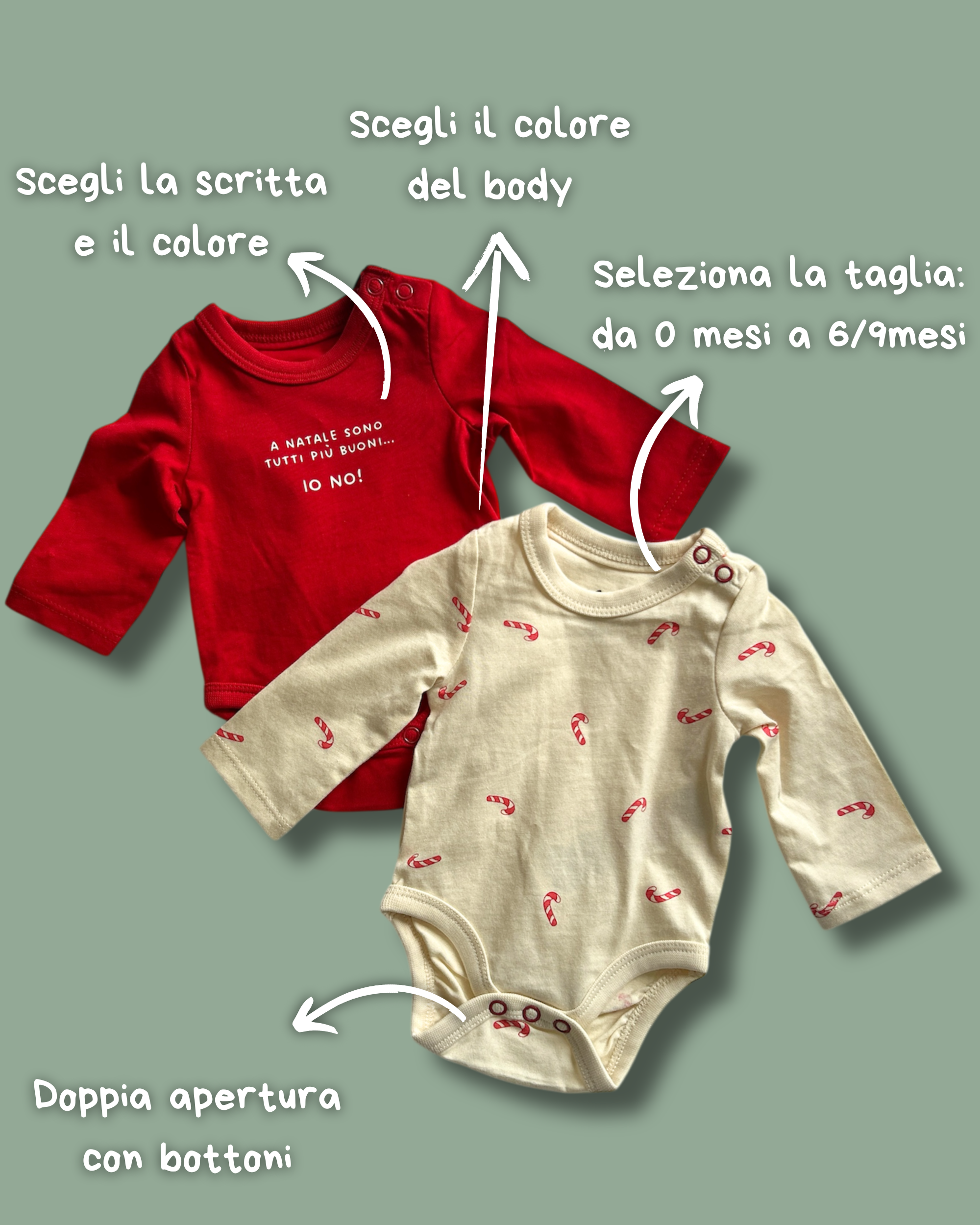 Baby Body Natalizio Rosso e Beige - Personalizzabile