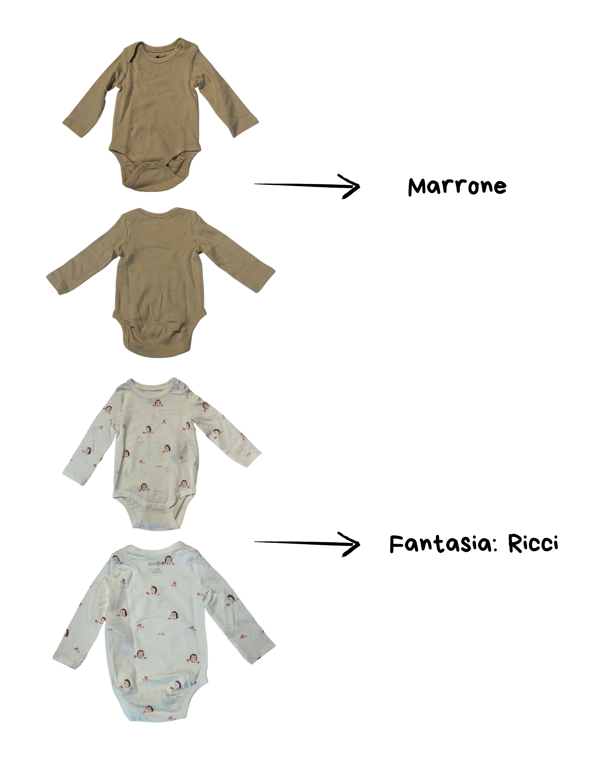 Baby Body in cotone, Manica Lunga Personalizzabile (0/18 mesi) - Vari colori