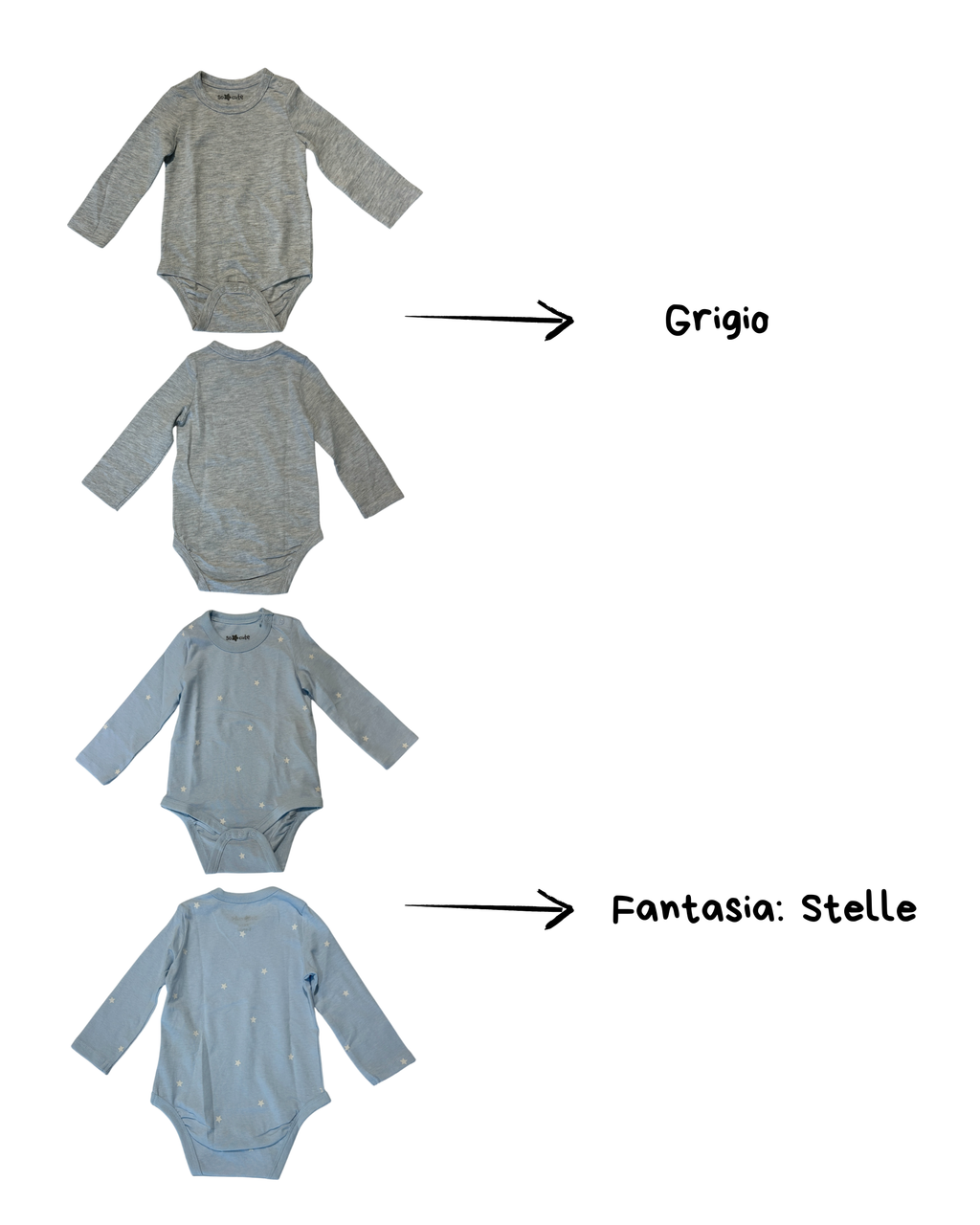 Baby Body in cotone, Manica Lunga Personalizzabile (0/18 mesi) - Vari colori