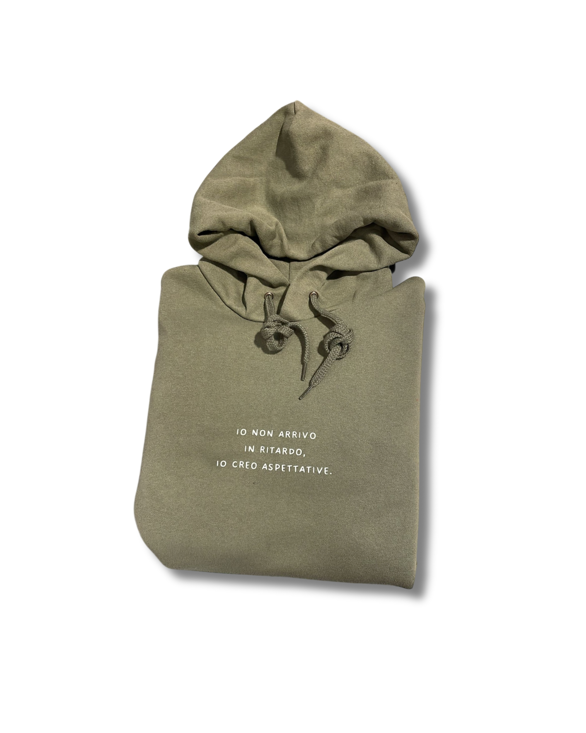 Felpa con cappuccio unisex "io non arrivo in ritardo, io creo aspettative" - Pronta consegna