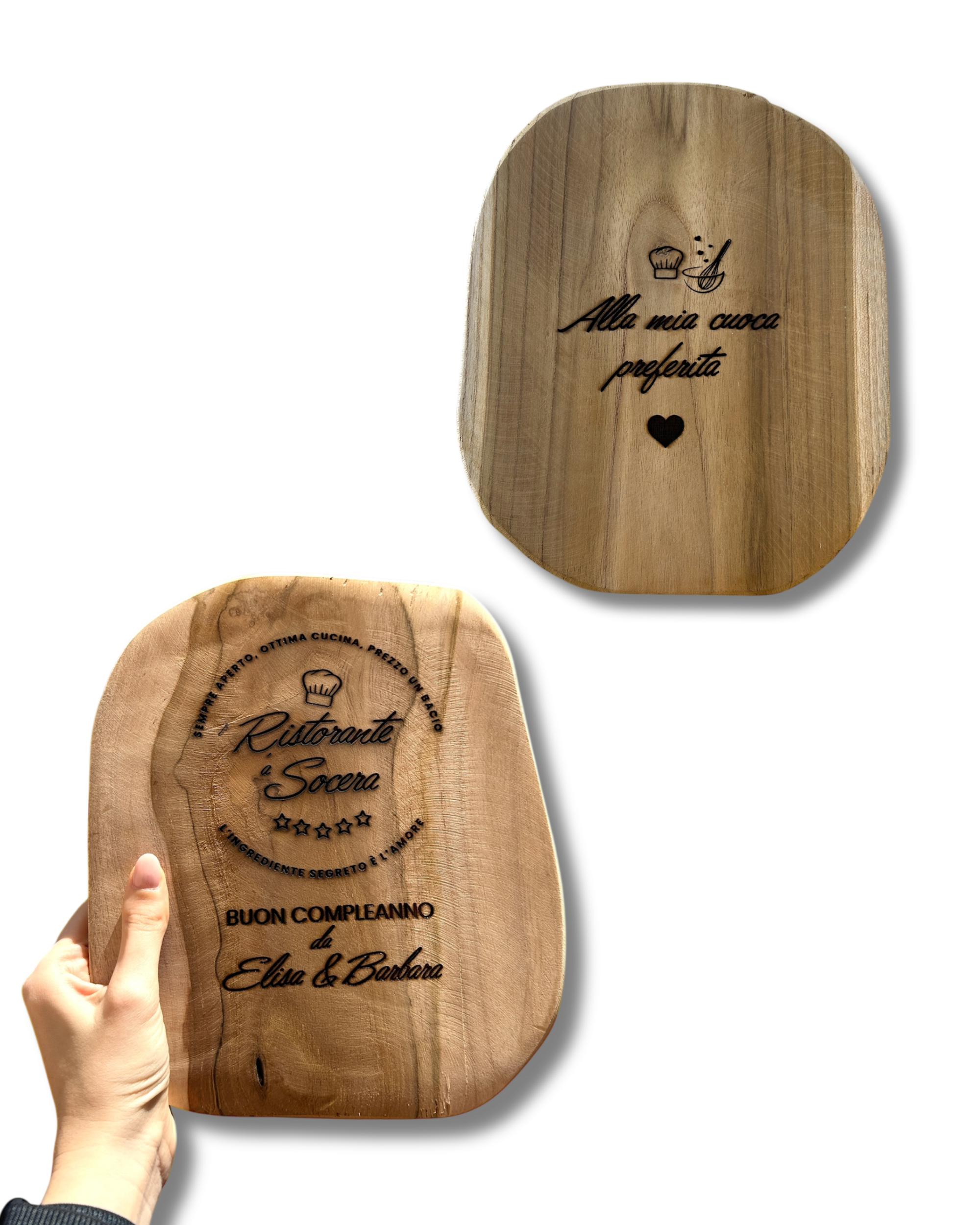 Tagliere in legno Irregolare con incisione in Stampa Laser - Personalizzabile