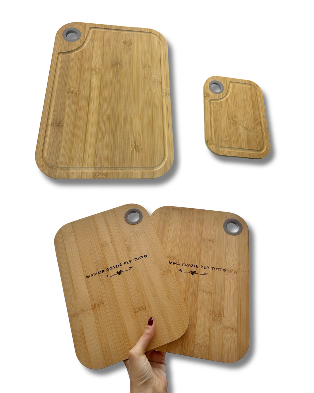 Tagliere in legno varie misure con foro per appendere, incisione laser - Personalizzabiole