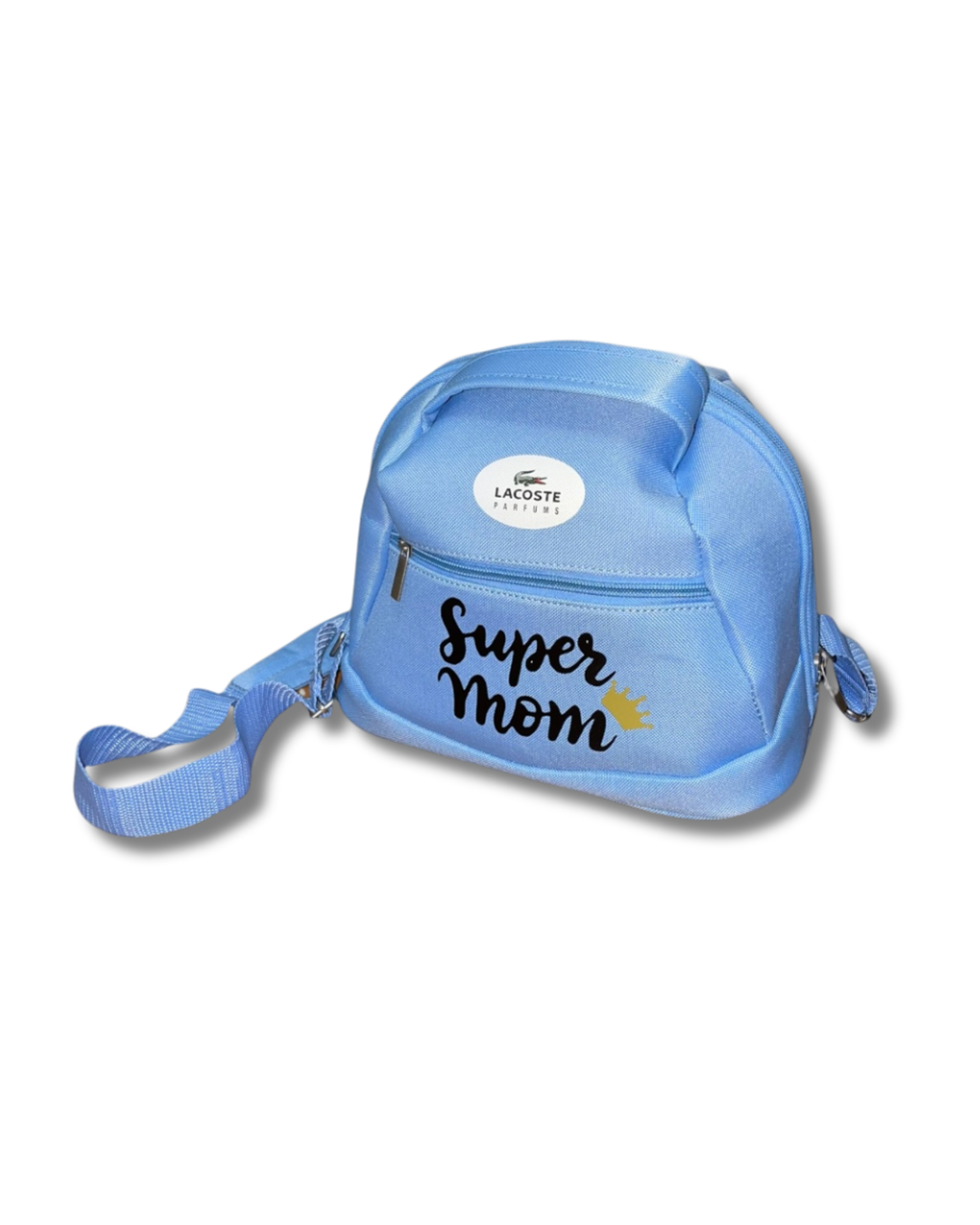 Borsa nascita Lacoste celeste, con tracolla regola regolabile e cerniere zip - Personalizzabile