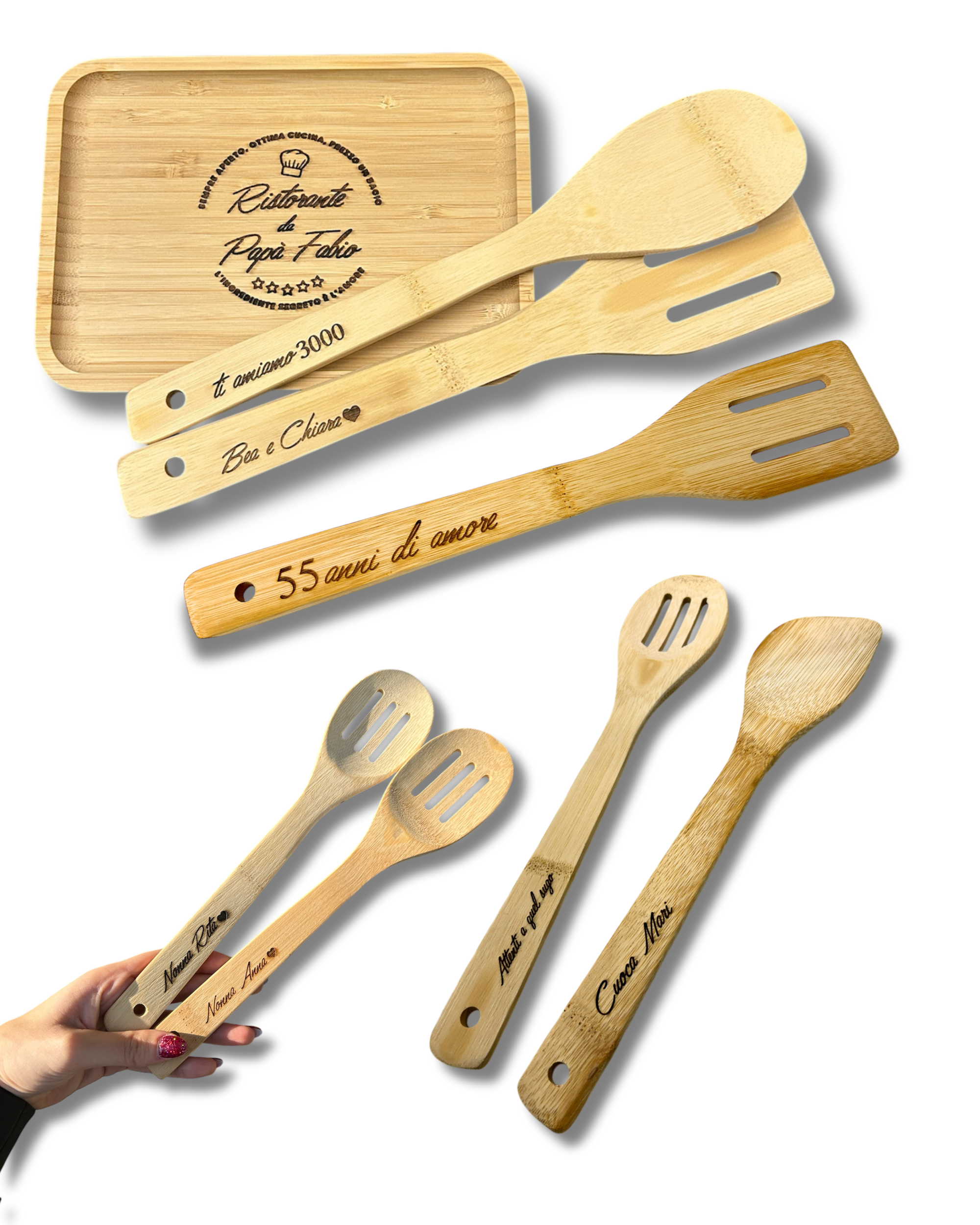 Mestolo in legno con incisione in Stampa Laser - Personalizzabile