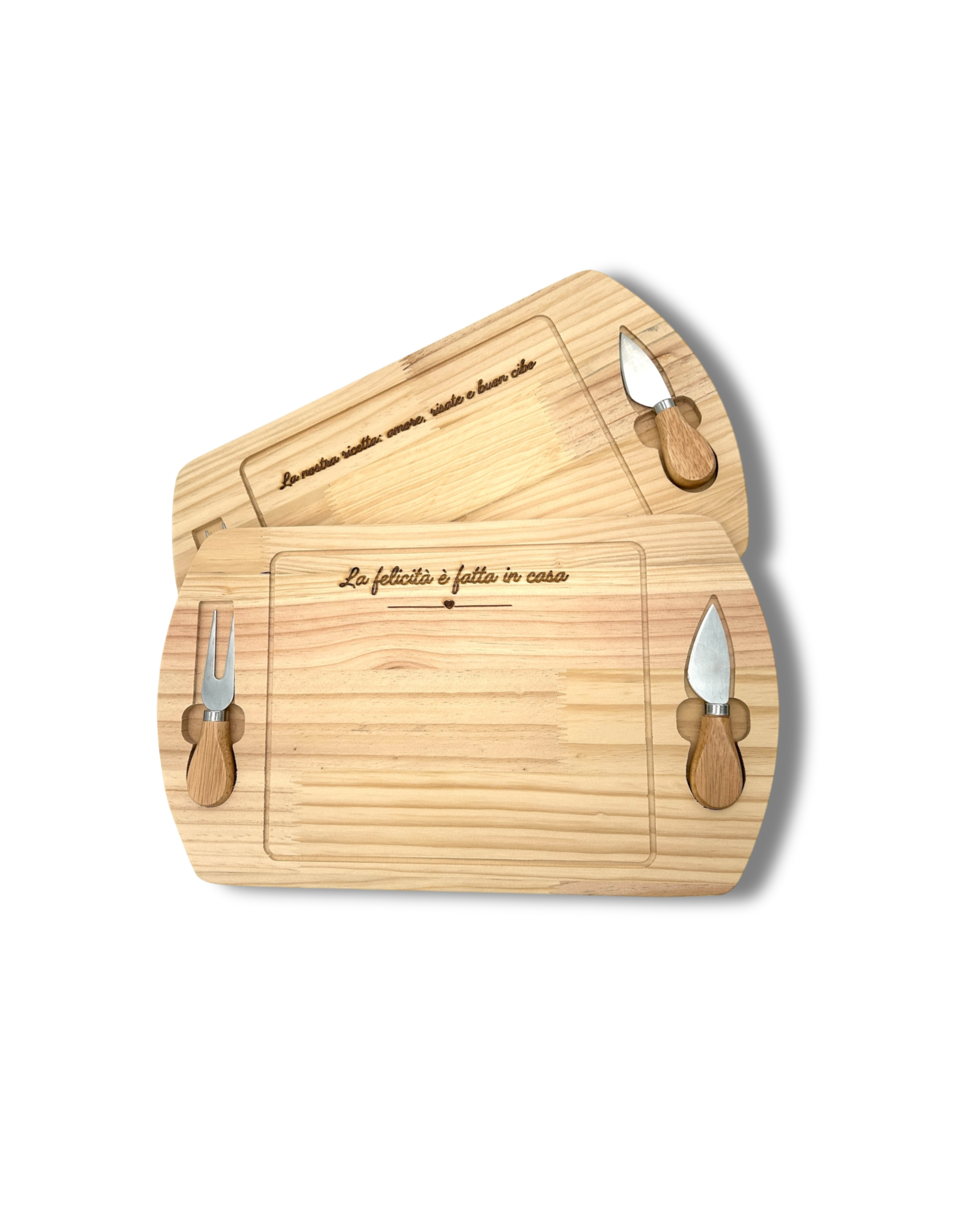 Tagliere in legno grande con incisione laser, utensili compresi - personalizzabile