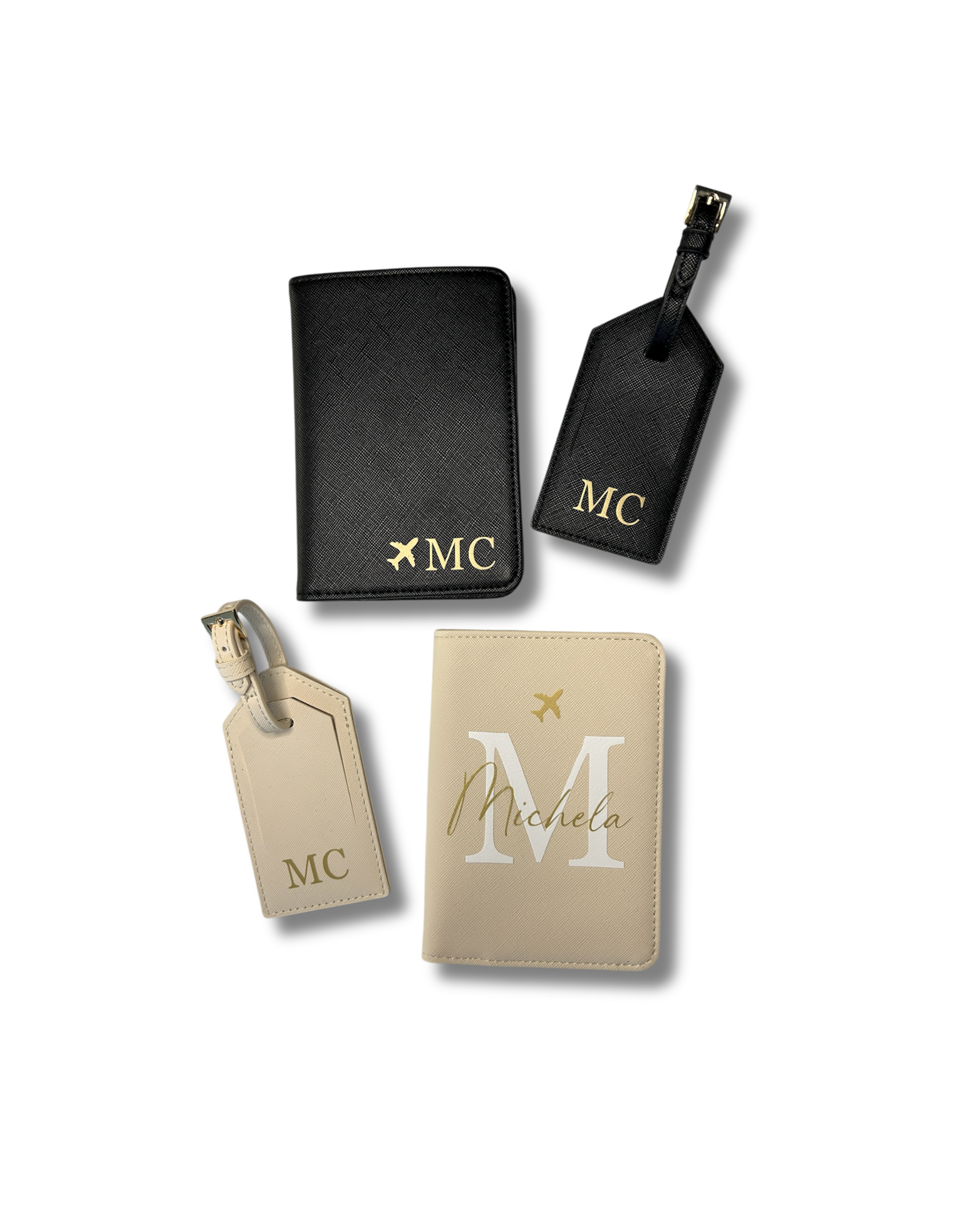 Set Porta Passaporto e tag valigia Saffiano deluxe - Personalizzato