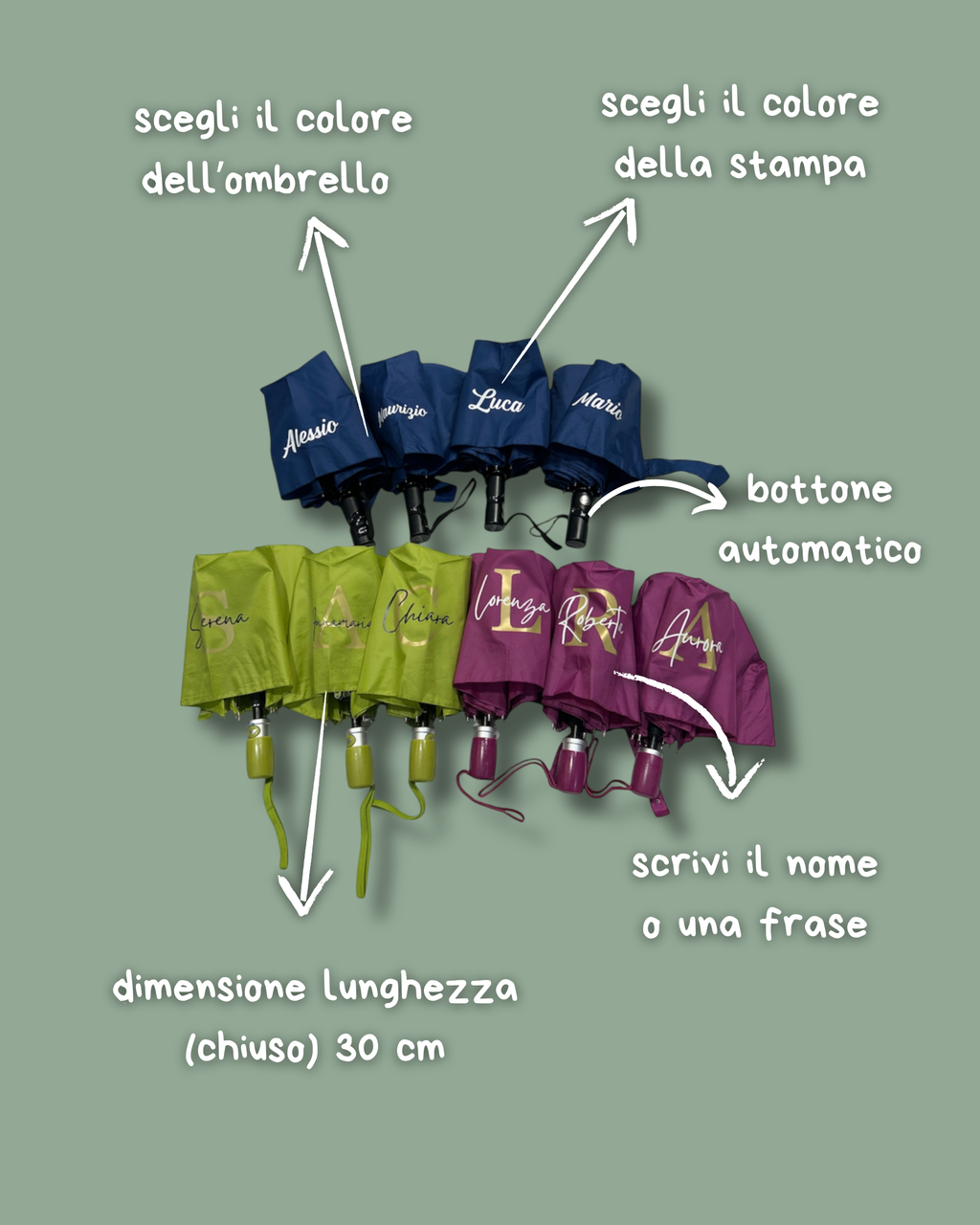 Ombrello vari colori bottone automatico - Personalizzabile