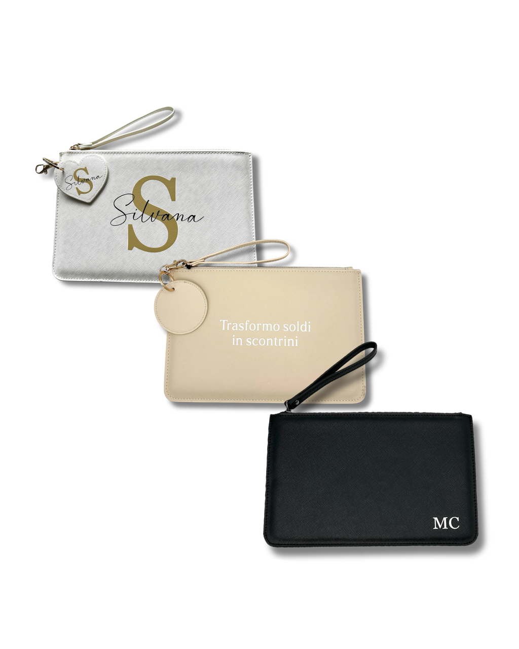 Pochette in Saffiano, vari colori - Personalizzabile