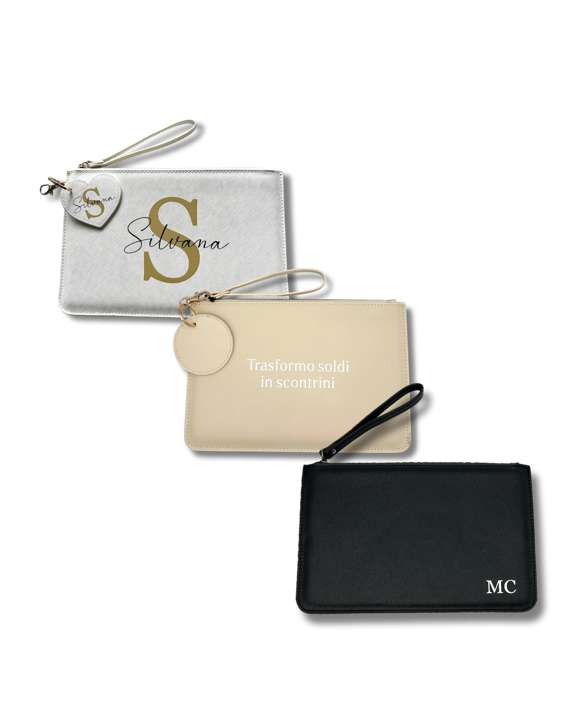 Pochette in Saffiano, vari colori - Personalizzabile