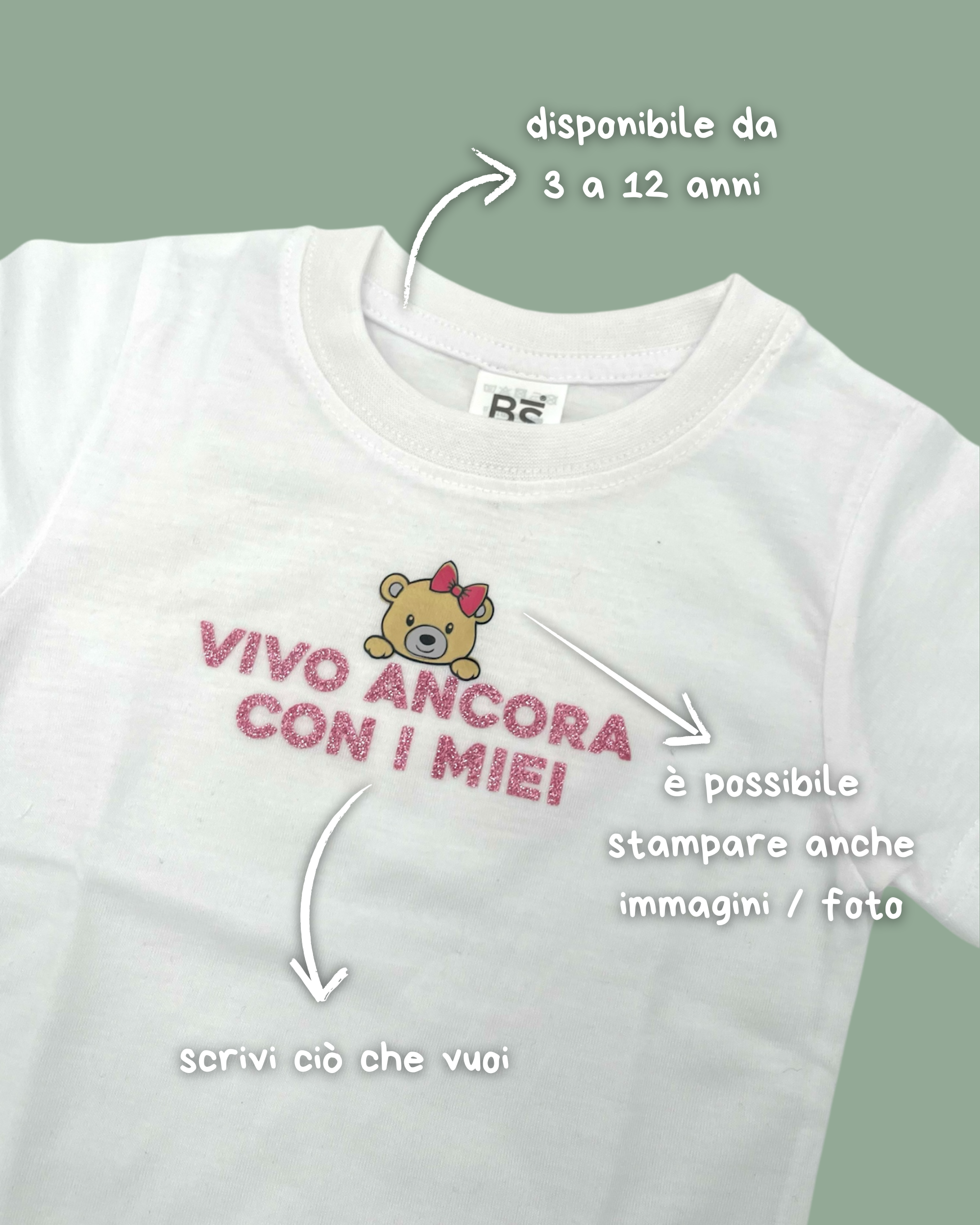 Baby T-shirt bianca Cotton touch - Personalizzabile