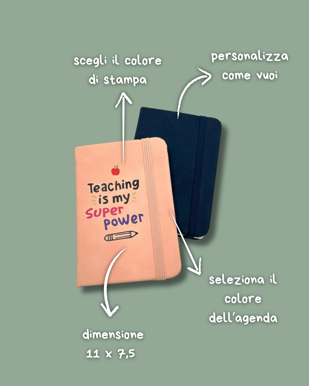 Agendine da borsa rosa o blu - Personalizzabili