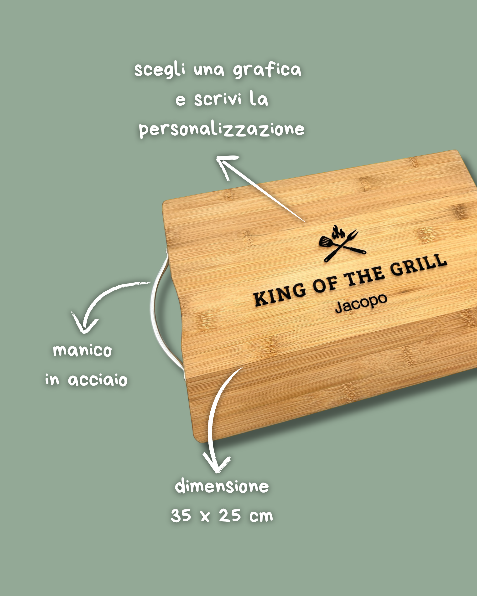 Tagliere in legno Grande con incisione laser - Personalizzabile