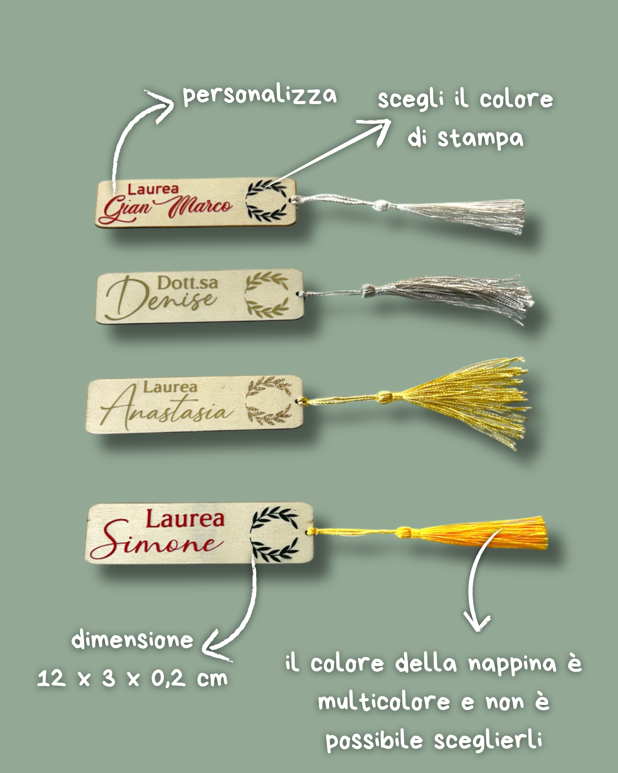 Bomboniera Laurea Segnalibro in legno (15 pezzi) - Personalizzabili