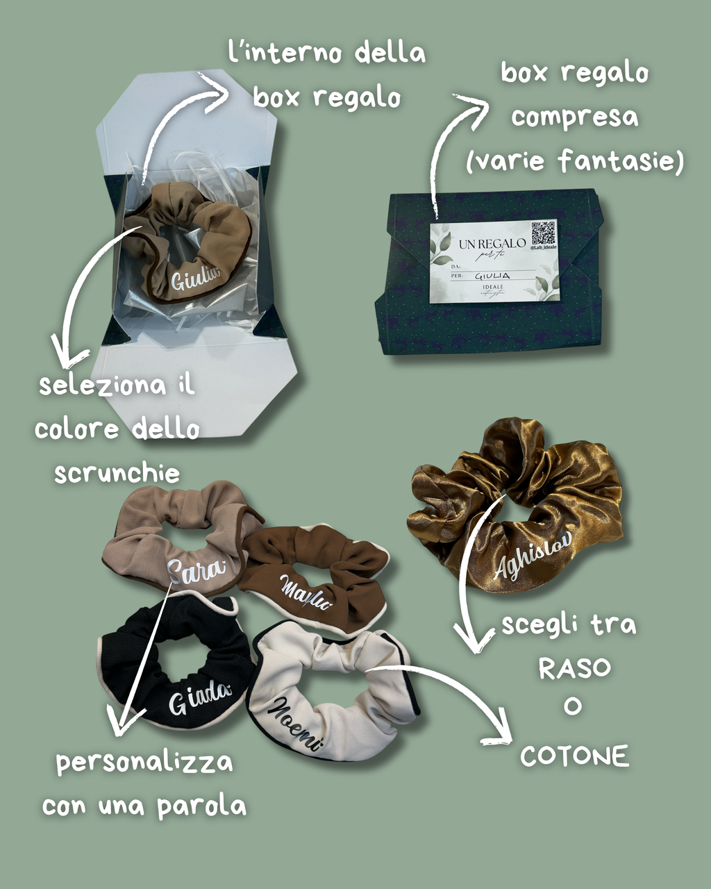 Box Scrunchies vari colori - Personalizzabile
