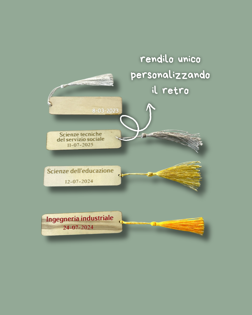 Bomboniera Laurea Segnalibro in legno (15 pezzi) - Personalizzabili