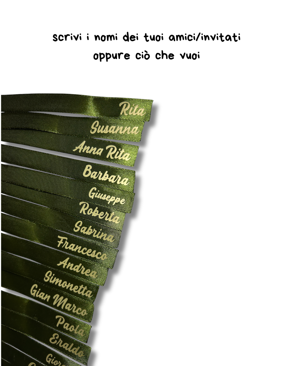 Segnaposto Nastro di raso per fiocco, vari colori (10 pezzi) - Personalizzabile