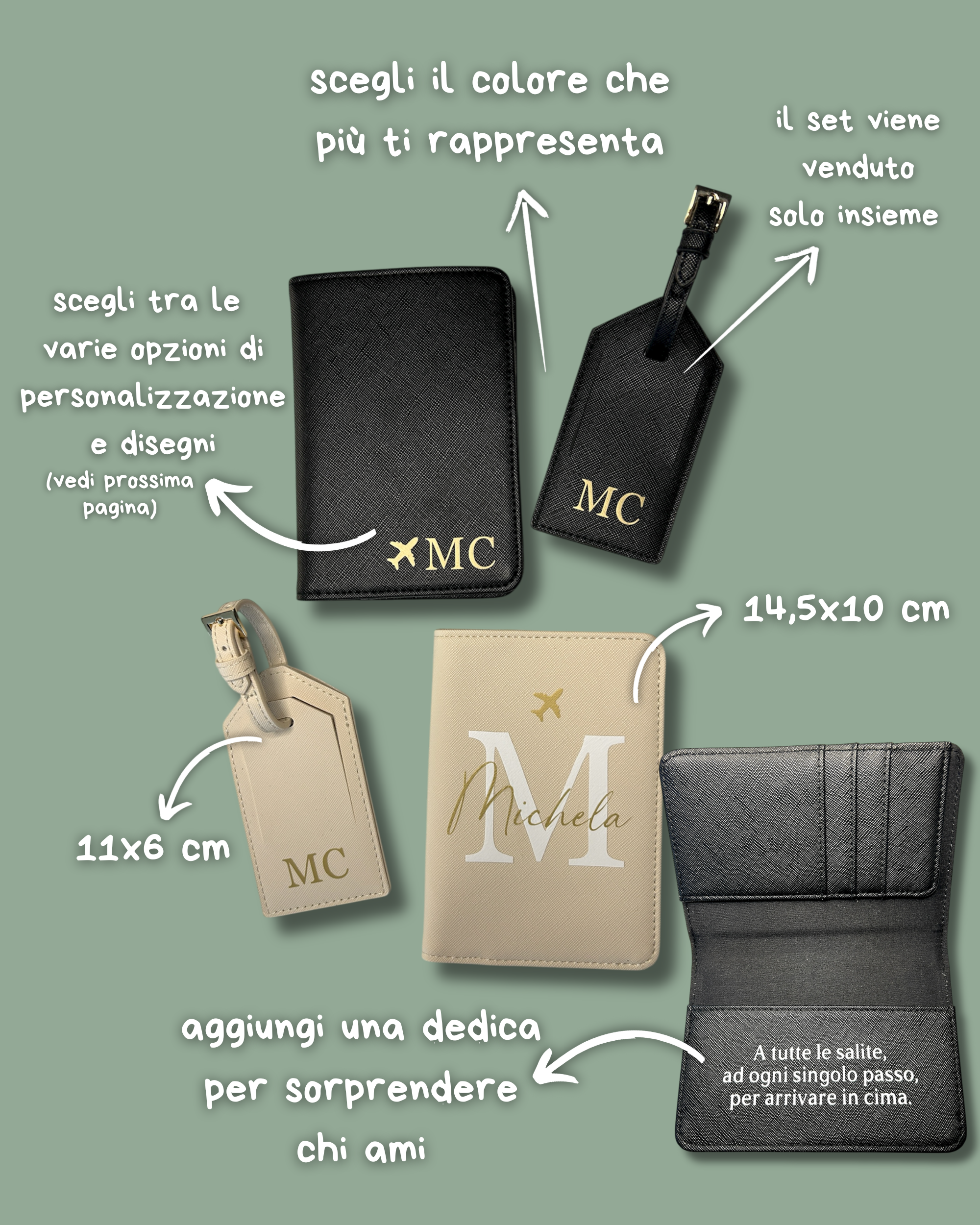 Set Porta Passaporto e tag valigia Saffiano deluxe - Personalizzato