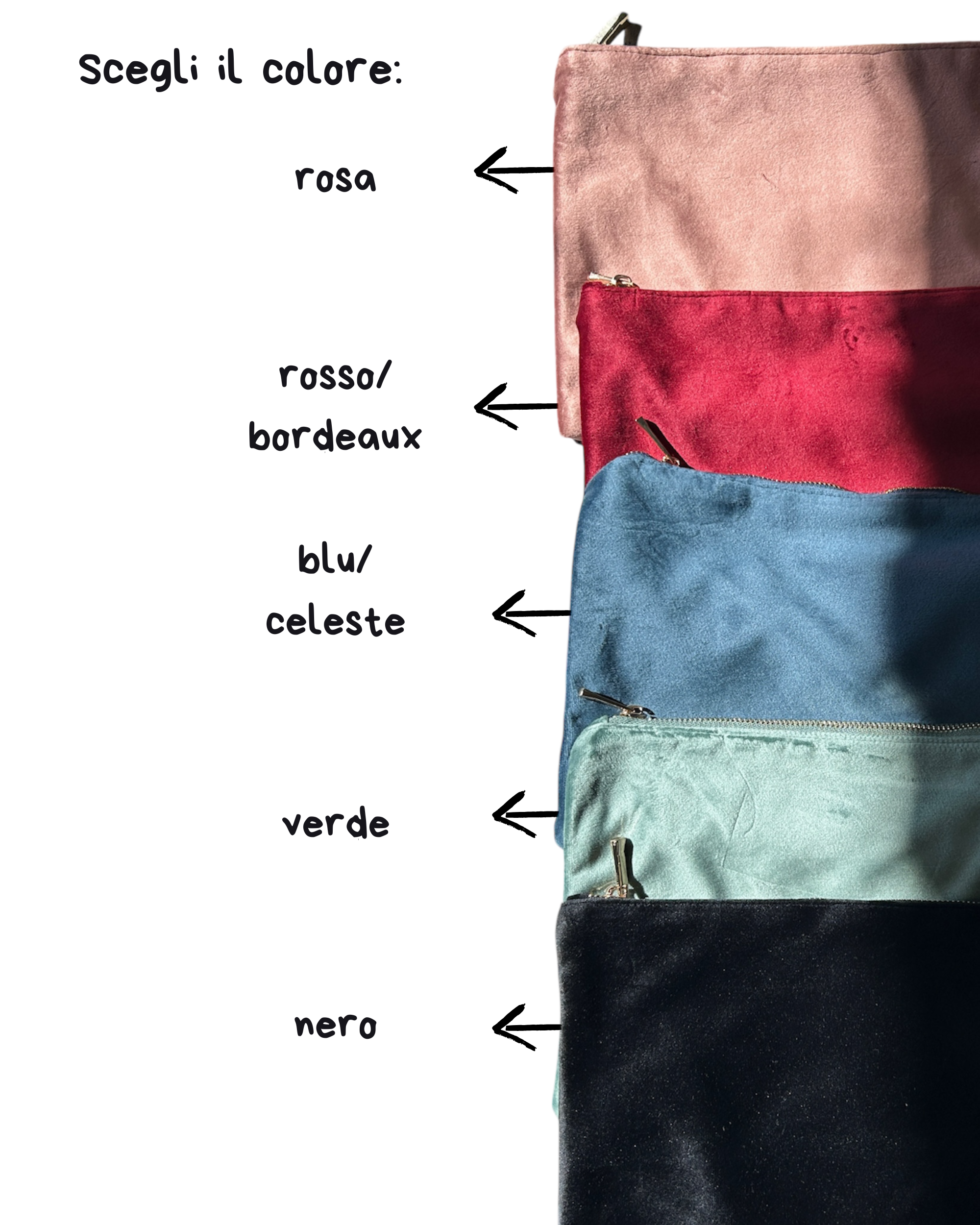 Pochette Velluto, vari colori - Personalizzabile
