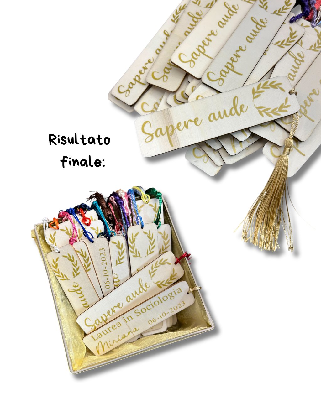 Bomboniera Laurea Segnalibro in legno (15 pezzi) - Personalizzabili