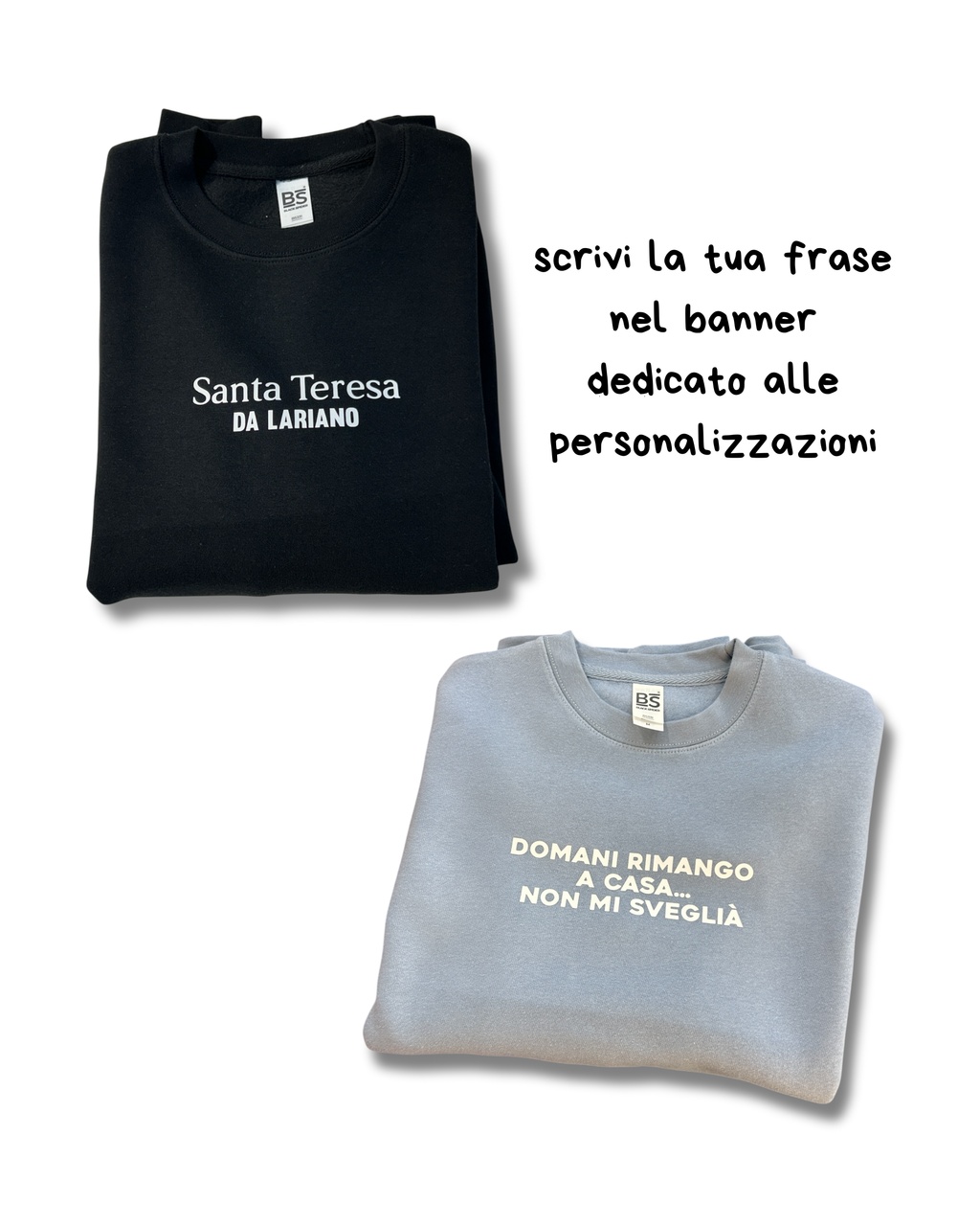 Felpa Nera, Bordeaux, Rosa, Celeste, Verde, Beige unisex - Personalizzabile