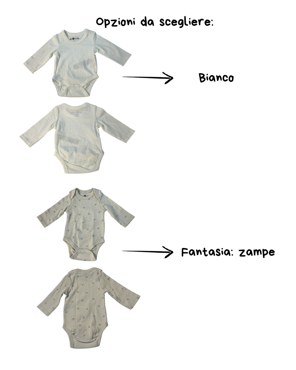 Baby Body in cotone, Manica Lunga Personalizzabile (0/18 mesi) - Vari colori