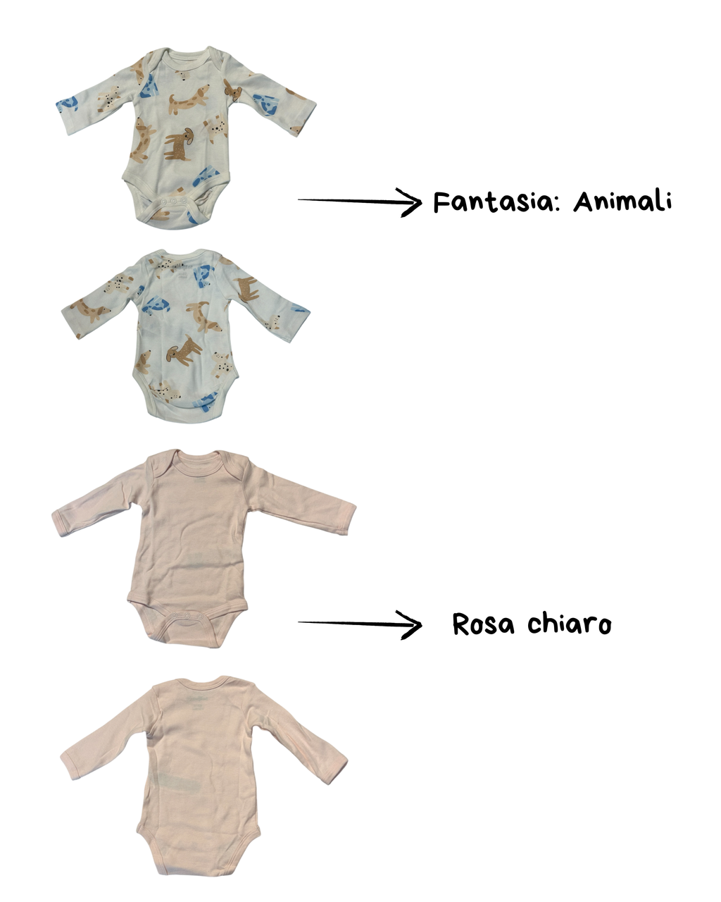 Baby Body in cotone, Manica Lunga Personalizzabile (0/18 mesi) - Vari colori