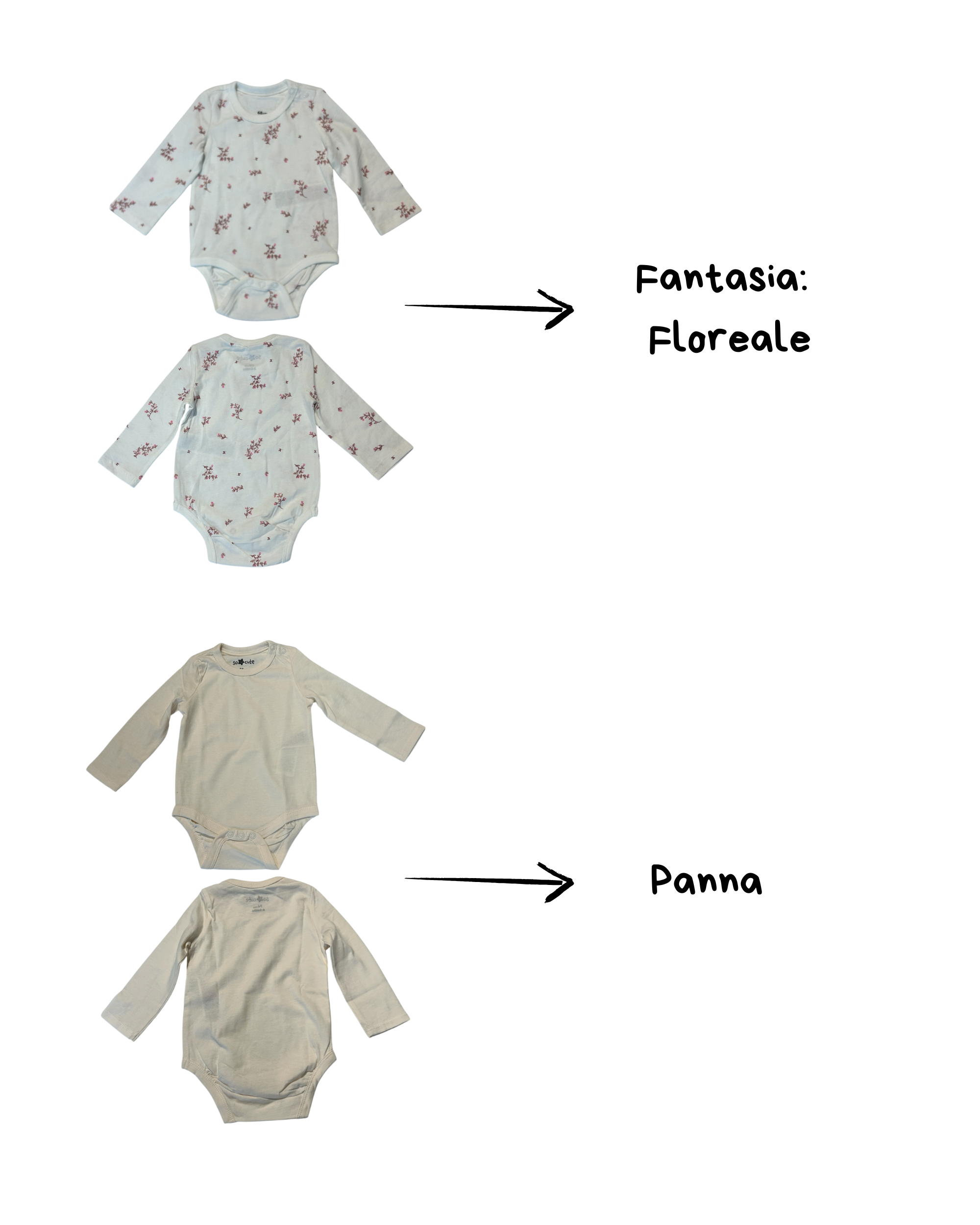 Baby Body in cotone, Manica Lunga Personalizzabile (0/18 mesi) - Vari colori