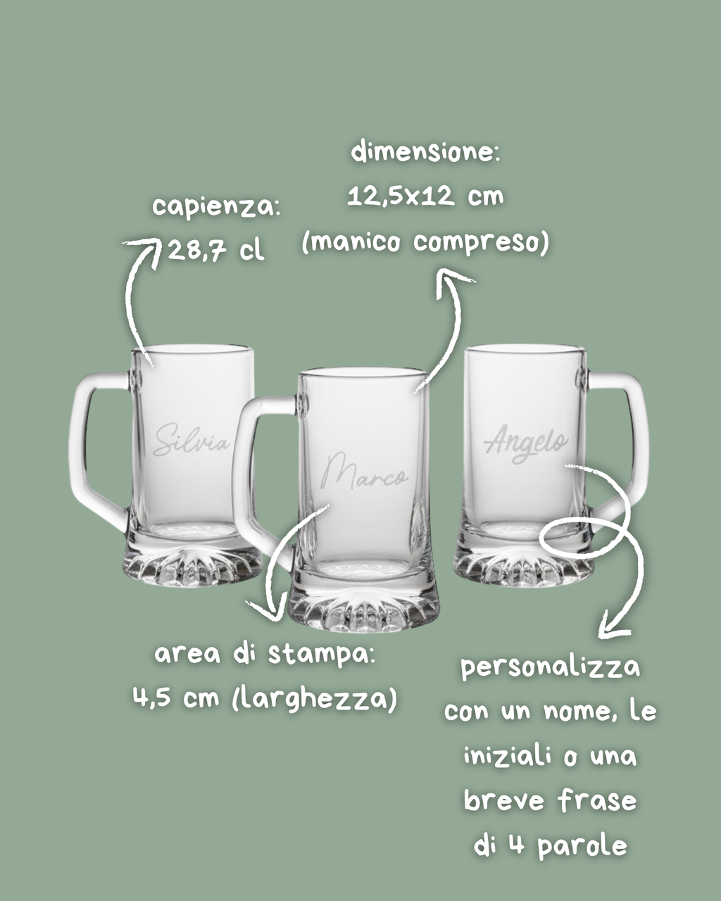 Boccale Birra in vetro Personalizzati