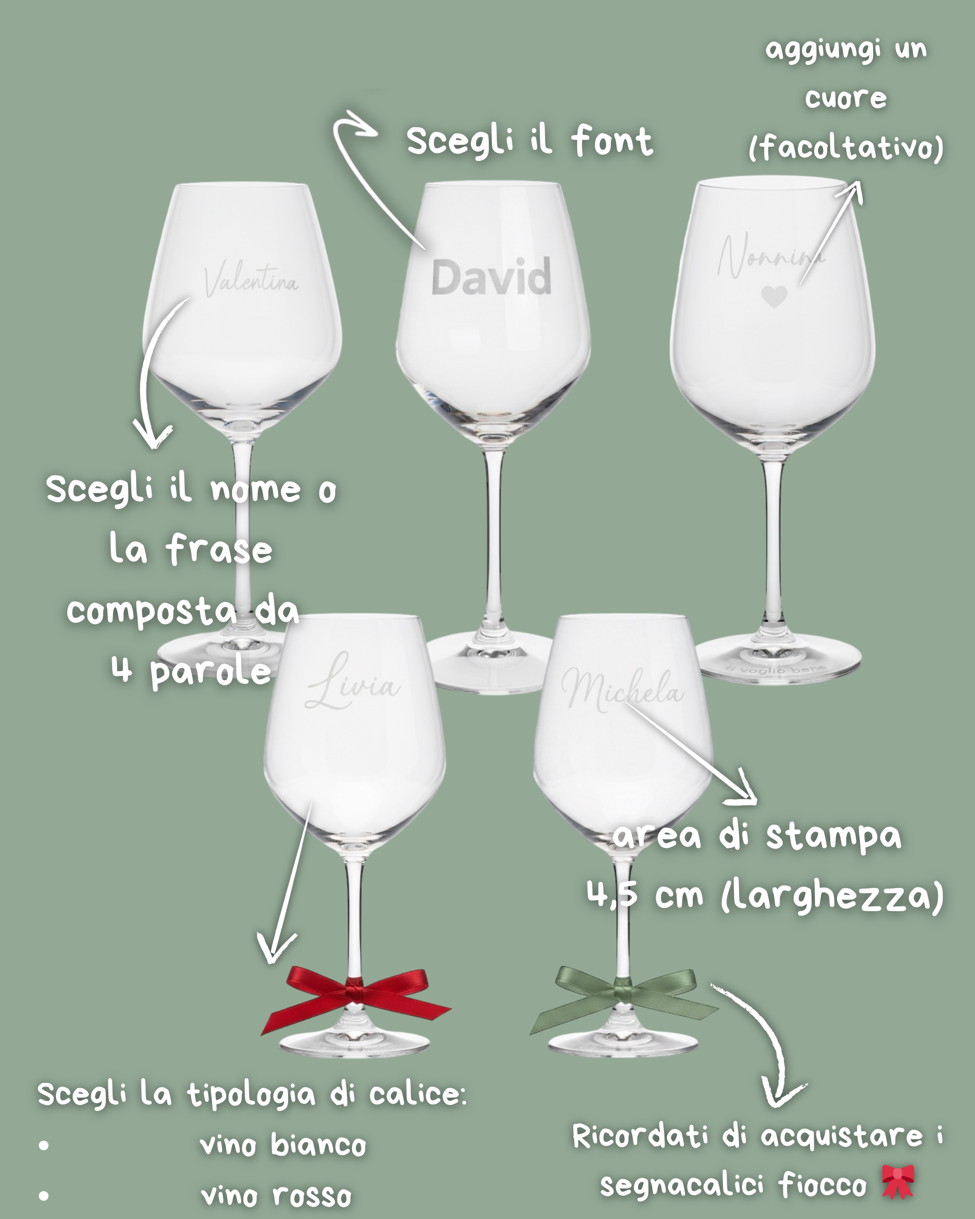 Calici Personalizzati - vino rosso o vino bianco