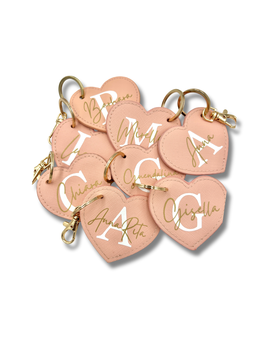 Portachiavi a Cuore in saffiano, vari colori - Personalizzabile