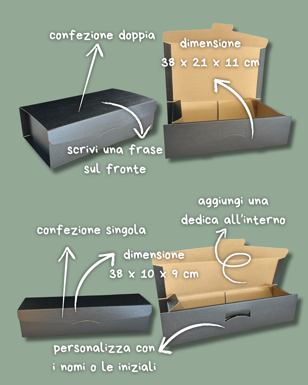 Box regalo nera singola o doppia - Personalizzabile